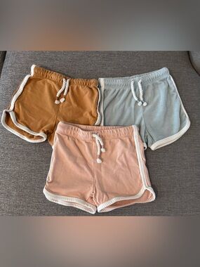 Girls 4T Drawstring Shorts bundle - Pink, Mustard & Light Blue
